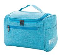 Hburirrty Blue Cosmetic Bag Double Zipper Women Cosmetic Case Travel Organizer Portable Beautician Essential Ladies Makeup Bags Package