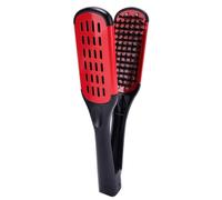 Hburirrty Boar Bristle Double Sided Brush Comb Clamp Anti-Static Hair Straightener Tool Comb Hair Splint Comb, Red