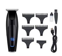 Hburirrty Electric Hair Clipper USB Rechargeable Professional Hair Barber Haircutter LED Display Digital with 5 Limit Combs