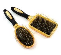Hburirrty Hair Comb Scalp Massage Comb Hairbrush Nylon Women Curly Detangle Hair Brush Hairdressing Styling Tool Gold and Black