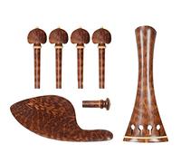 Hburirrty High-End Snake Wood 4/4 Full Set of Chin Rest String Plate Knob Tail Button Positive and Negative Screw Fine-Tuning Violin Replacement Parts Accessories