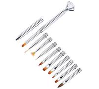 Hburirrty Nail Brush for Manicure Gel Brush for Nail Art 10Pcs/Set Changeable Metal Rhinestone Nail Art Brush Pen-Silver