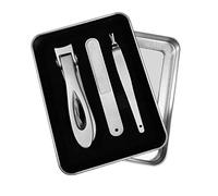 Hburirrty Nail Tools Stainless Steel Nail Clipper Cutter Set Manicure Tool Case Plier Finger Nail Scissors Metal Case Silver