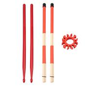 Hburirrty Nylon Drum Stick Kit with Wooden Drum Brush,Drum Stick Holder Clip,Drum Jazz Drum Accessories Red