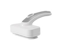 Hburirrty Pet Self Cleaning Slicker Brush for Shedding & Grooming Long Short Haired Dogs, Cats Retractable Brush, Grey