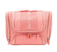 Hburirrty Pink Waterproof Men Hanging Cosmetic Bag Travel Organizer Makeup Bag for Women Necessaries Make Up Case Wet and Dry Wash Toiletry Bag