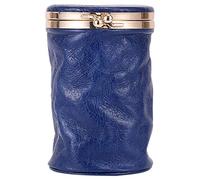 Hburirrty Portable Leather Lipstick Storage Pouch With Mirror Perfume Jewelry Organizer Pocket Mini Cosmetic Bag Blue