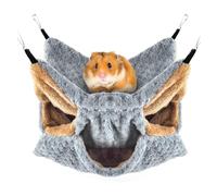 Hburirrty Small Animals Hammock, Ferret Sugar Glider Triple Bunk Bed Cage Warm Plush Hanging Hammock Bed Hideout for Hamster Grey Easy to Use