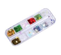 Hburirrty Snowflake Glitter Nail Sequins 3D Christmas Holographic Nail Slices Glitter Multicolored Decals Nail Design Makeup