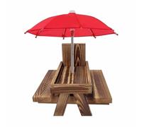 Hburirrty Squirrel Feeder Picnic Table with Umbrella,Wooden Squirrel Feeders for Outside,Cute Chipmunk Feeder+Solid Structure A Easy Install Easy to Use