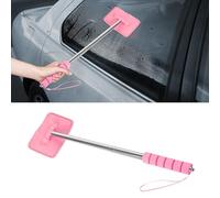 Hbxdeco Car Windshield Cleaning Tool, Car Windshield Window Cleaner, Auto Glass Wiper Tool with Extendable Handle & Reusable Microfiber Pad, Universal Vehicle Cleaning Car Accessories (Pink)