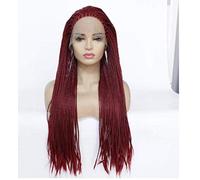 HBYLEE BGHJUE N Wig Red Braid Synthetic Wig Blend 50% Human Hair Middle Parting Fashion Cosplay Party Work Wigs for Women Average Cap Size [Colour: According to Plan]