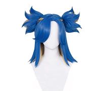 HBYLEE - Game Valorant Neon Cosplay Wig Neon Short Mixed Blue Heat Resistant Synthetic Hair Halloween Role Play Woman Wigs + Wig Cap [Colour: Blue]