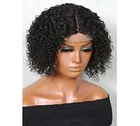 HBYLEE Human Lace Wigs 13 x 4 x 1 Lace Front Short Curly Human Hair Wig for Black Women, Colour: 200 Density 4 x 1/Sizes: 6 Inch