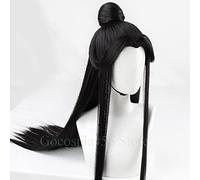 HBYLEE - Wig Anime Cosplay Anime Tian Guan Ci Fu Cosplay Xie Lian Wig Removable Bun Heaven Official's Blessing Chinese Ancient Black Long Straight Hair [Colour: According to Plan]