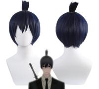 HBYLEE Wig Anime Cosplay Hayakawa Aki Black Blue Short Hair Role Play Halloween Party Wig with Wig Cap [Colour: One Colour]