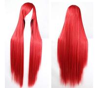 HBYLEE -Wig for Cosplay Anime Cosplay Wig 100 cm Fashion Cheap Straight Long Cosplay Wig Black Silver White Red Blue Purple Pink Green Synthetic Hair Wigs for Women Red