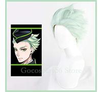 HBYLEE -Wig for Cosplay Twisted Wonderland Wig Sebek Zigvolt Wig Mermaid Cosplay Hair Light Green Short Synthetic Halloween Men Women Unisex Role Play