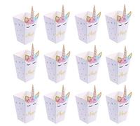 HBYMYDA 12Pcs Popcorn Boxes Rainbow Unicorn Pattern Snack Treat Box Candy Cookie Popcorn Containers for Baby Shower Birthday Kids Party Supplies