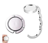 HBYMYDA 2 Pcs Handbag Hooks for Tables Foldable Round Purse Hook Folding Bag Hanger for Table Desk Restaurant Bar and Office, Silver