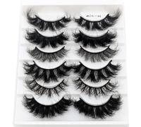 HBZGTLAD 6 Pairs of False Eyelashes Cat Eye Fluffy Mink Eyelashes 8D Pack Soft Dramatic Long Thick Eyelashes 1 Count (Pack of 1) Black