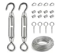 Hbzunt Garden Wire for Climbing Plants, 15M/2mm PVC Coated 304 Stainless Steel Wire Cable with M4 Turnbuckles, Turnbuckle & Vine Eye for Hanging, Anti Sag Gate, DIY Projects