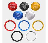 HBZYD Engine Ignition Push Button Cover,Fit for Audi A4 B9 A5 A6 C7 A7 Q5 8R,Silver Engine Start Button Protective Cover Decoration
