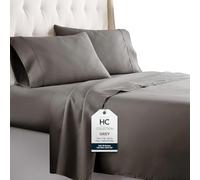 HC COLLECTION Bed Sheets Set Queen with 2 Pillowcases, Hotel Luxury Platinum 1800 Series Brushed Microfiber Deep Pocket Fitted Sheet, Fade Resistant Ultra Soft 4 Pcs Bedding for Hot Sleepers, Gray