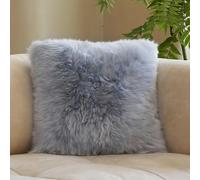 HC&WT 100% Wool Throw Pillow with Core, Thick Plush Removable Cover Luxury Natural Sheepskin Pillow Cases Fur Leather Pillow Cushion (Grey,40x40cm(15.7x15.7inch))
