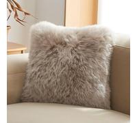 HC&WT 100% Wool Throw Pillow with Core, Thick Plush Removable Cover Luxury Natural Sheepskin Pillow Cases Fur Leather Pillow Cushion (Coffee,30x50cm(11.8x19.6inch))