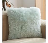 HC&WT 100% Wool Throw Pillow with Core, Thick Plush Removable Cover Luxury Natural Sheepskin Pillow Cases Fur Leather Pillow Cushion (Mint,30x50cm(11.8x19.6inch))