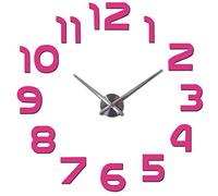 HC&WT Large 3D Numbers Mirror Wall Clock, Modern Frameless Wall Clock Sticker for Home Office, Easy To Read, Silent, Battery Operated (Pink, 80cm-120cm)