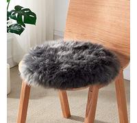 HC&WT Round Natural Sheepskin Seat Cushion, Cute Furry Pure Wool Chair Cushion Luxury Non-Slip Sheep Leather Cushion Office Car Seat Pad Driving Comfort (K,Diameter 60cm (23.6inch))
