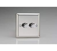 HC83 - Varilight - Classic Bevel - Polished Chrome - 2 Gang - 1 or 2 Way 2X 400W Dimmer Switch