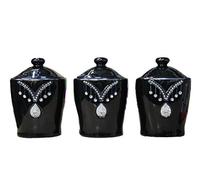 HCAA LTD Tea Sugar Coffee Canister JAR Storage Set of 3 with Sparkling Crystal Diamante Elements