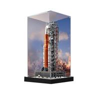 HCAEIOFJ Clear Acrylic Display Case for Icons 10341 Applicable for NASA Artemis Space Launch System Designed Display Box Gift(Display Case Only) (Black Bottom+Background2)