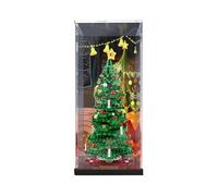 HCAEIOFJ Clear Acrylic Display Case for Lego 40573 Applicable for Christmas Tree Display Box Gift(Display Case Only) (Black Bottom+Background)