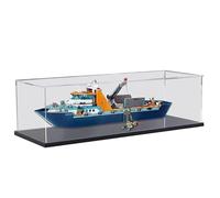 HCAEIOFJ Clear Acrylic Display Case for Lego City 60368 Applicable for Arctic Explorer Ship Display Box Gift(Display Case Only,) (Black Bottom)