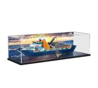 HCAEIOFJ Clear Acrylic Display Case for Lego City 60368 Applicable for Arctic Explorer Ship Display Box Gift(Display Case Only,) (Black Bottom+Background)