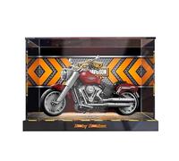 HCAEIOFJ Clear Acrylic Display Case for Lego Creator 10269 Applicable for Harley Davidson Fatboy Expert Series Designed Display Box Gift(Display Case Only) (High Bottom+Background)