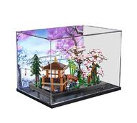 HCAEIOFJ Clear Acrylic Display Case for Lego Icons 10315 Applicable for Tranquil Garden Display Box Gift(Display Case Only) (Black Bottom+Background)