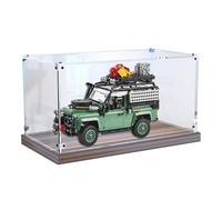 HCAEIOFJ Clear Acrylic Display Case for Lego Icons 10317 Applicable for Land Rover Classic Defender 90 Car Dustproof Display Box Gift(Display Case Only,) (Walnut Bottom)