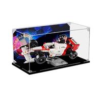 HCAEIOFJ Clear Acrylic Display Case for Lego Icons 10330 Applicable for Icons McLaren MP4/4 & Ayrton Senna F1 Race Car Designed Display Box Gift(Display Case Only,) (Black Bottom+Background)