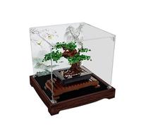 HCAEIOFJ Clear Acrylic Display Case for Lego Icons Bonsai Tree 10281 Applicable for Cherry Blossom Flowers Designed Display Box Gift(Display Case Only) (Walnut Bottom)