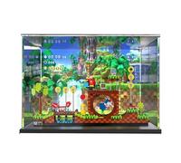 HCAEIOFJ Clear Acrylic Display Case for Lego Ideas 21331 Applicable for Sonic the Hedgehog - Green Hill Zone Designed Display Box Gift(Display Case Only) (Black Bottom+Background)