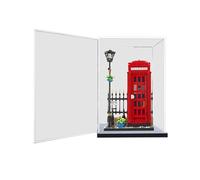 HCAEIOFJ Clear Acrylic Display Case for Lego Ideas 21347 Applicable for Red London Telephone Booth and Cell Designed Display Box Gift(Display Case Only) (Black Bottom 1)