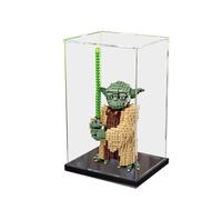 HCAEIOFJ Clear Acrylic Display Case for Lego SW 75255 Applicable for Yoda Designed Display Box Gift(Display Case Only) (Black Bottom 3mm)
