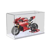 HCAEIOFJ Clear Acrylic Display Case for Lego Technic 42107 Applicable for Ducati Panigale V4 R Motorbike Designed Display Box Gift(Display Case Only) (White Bottom)