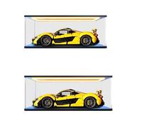 HCAEIOFJ Clear Acrylic Display Case for Lego Technic 42172 Applicable for McLaren P1 Hypercar Designed Display Box Gift(Display Case Only) (Black Bottom+Top Light)