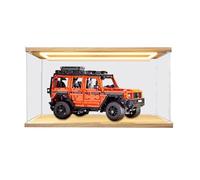 HCAEIOFJ Clear Acrylic Display Case for Lego Technic 42177 Applicable for Mercedes-Benz G 500 PROFESSIONAL Line Designed Display Box Gift(Display Case Only,) (Wood Bottom+Top light)